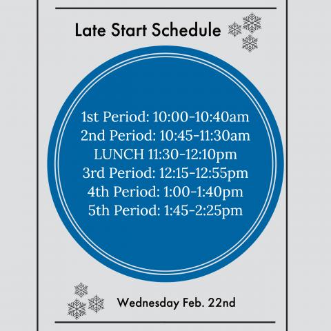 Wednesday 2/22 Late Start Schedule
