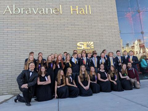 Students in front of Abravanel Hall