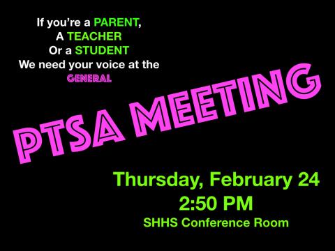 PTSA Meeting Thursday 2-24