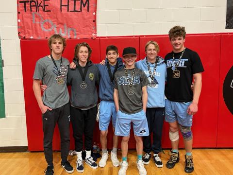 Luke DeGraffenried, Kanyon Rasmussen, Diego Leidecker, Breyton Banks, Ethan Thomas, and Monson Morley qualified for state at the divisional tournament held last weekend at Uintah High School, February 5, 2022.